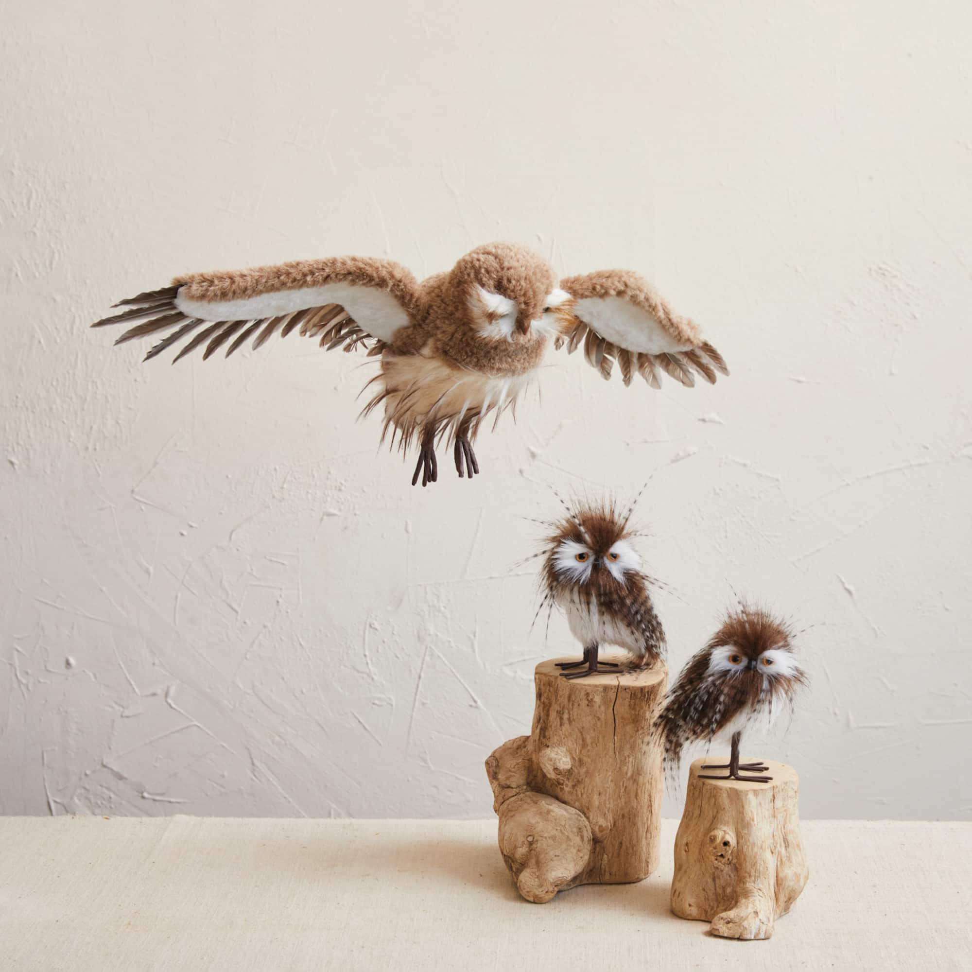 Hello Honey® 10.75" Brown Faux Fur & Feather Flying Owl Ornament